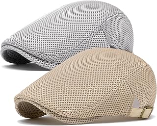 meioro Mens Breathable Mesh Summer Hat Adjustable Flat Cap Newsboy Beret Ivy Cap Irish Cabbie Fishing Hats