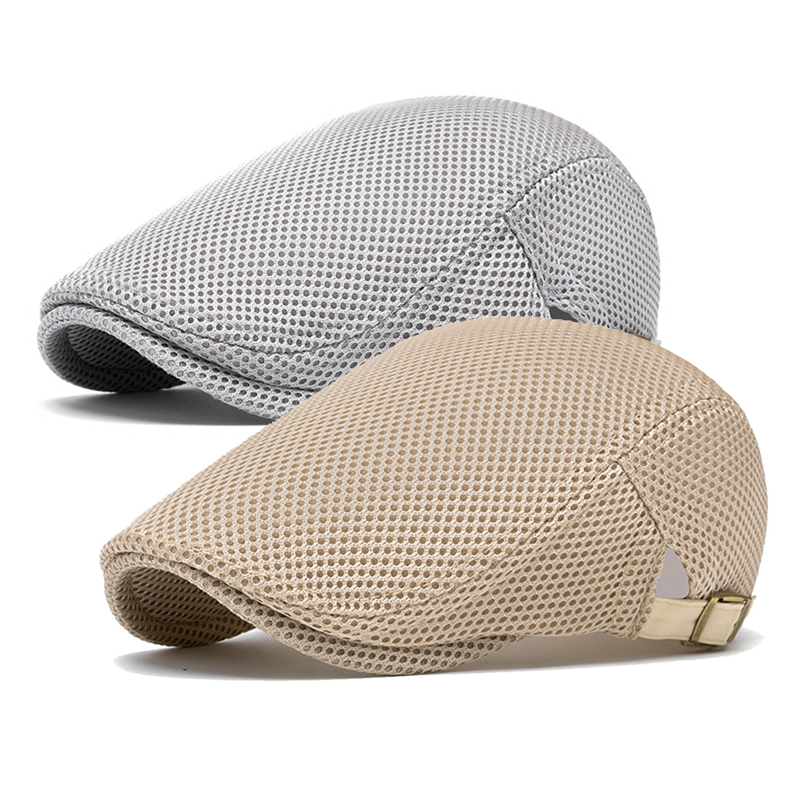 meioro Mens Breathable Mesh Summer Hat Adjustable Flat Cap Newsboy Beret Ivy Cap Irish Cabbie Fishing Hats