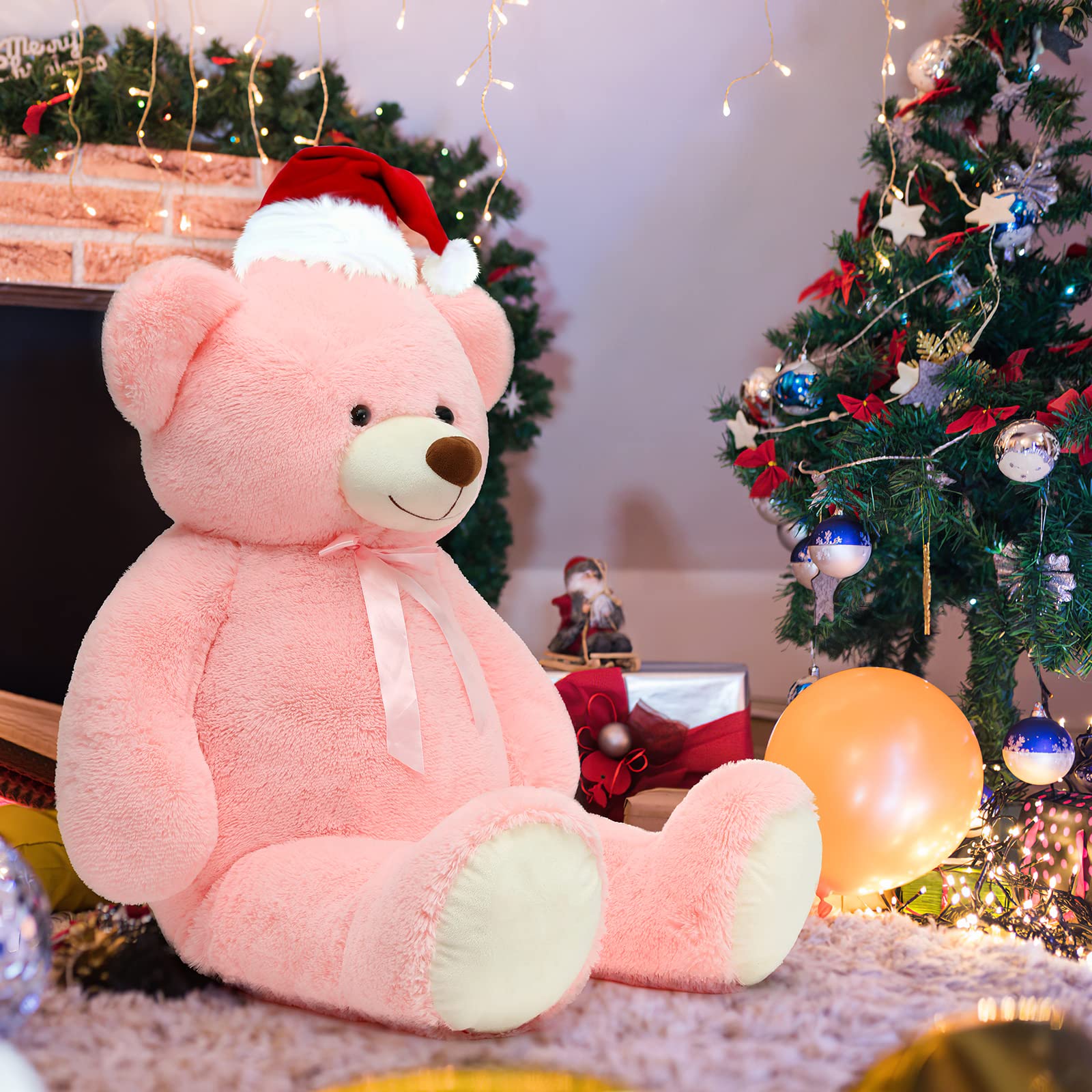 MorisMos XXL Giant Teddy Bear 150cm, Big Pink Teddy for Girlfriend, 1.5m Cuddly Massive Soft Bear, Large Fluffy Teddies Plush Toy Gift for Kids Birthday Christmas Deco