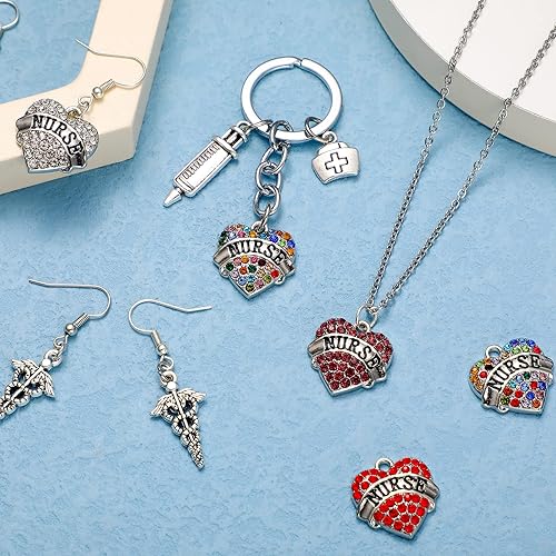 Miniatura 4 de Batiyeer 84 dijes de llavero de cristal con forma de corazón para enfermera, estetoscopio médico, jeringa, gorro, para cumpleaños, regalos de la