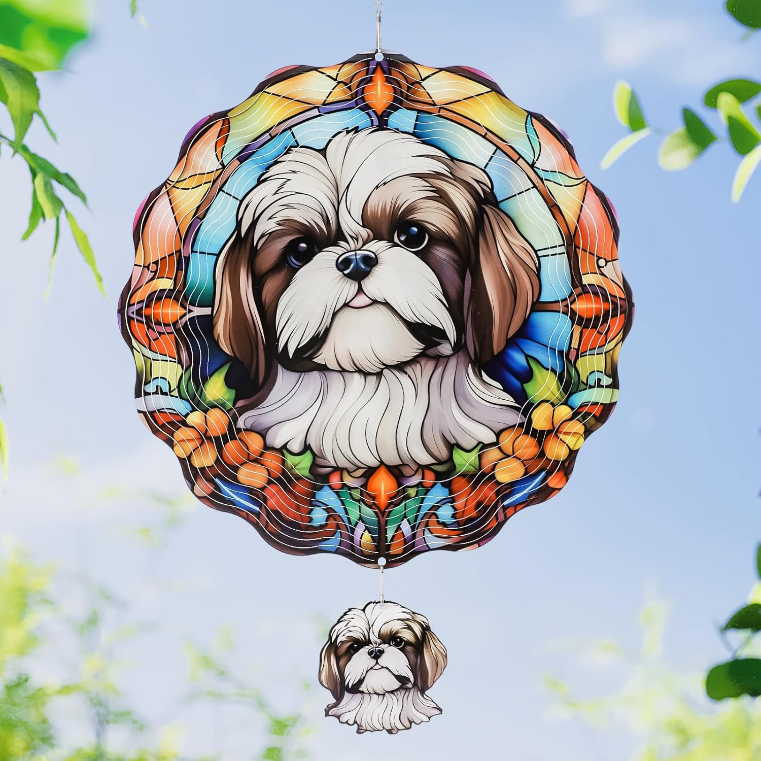 Shih Tzu ウィンドスピナー アウトドア - 3D キュート 犬 女性用 男性用 ウィンドスピナー 庭 テラス オーナメント