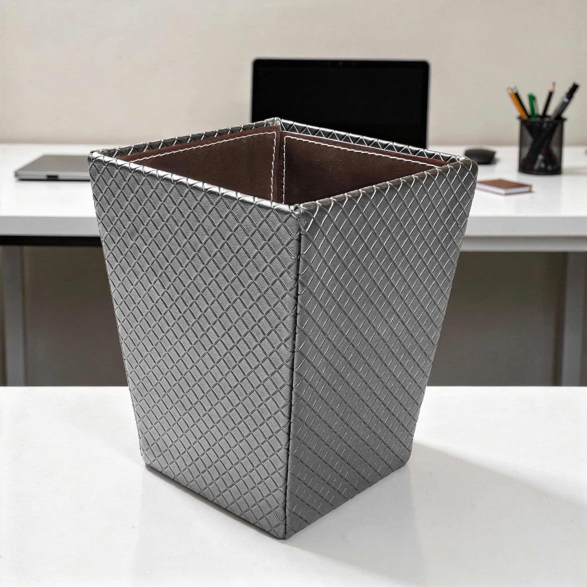 Encasa XO Leather Dustbin - Stylish & Quiet -14
