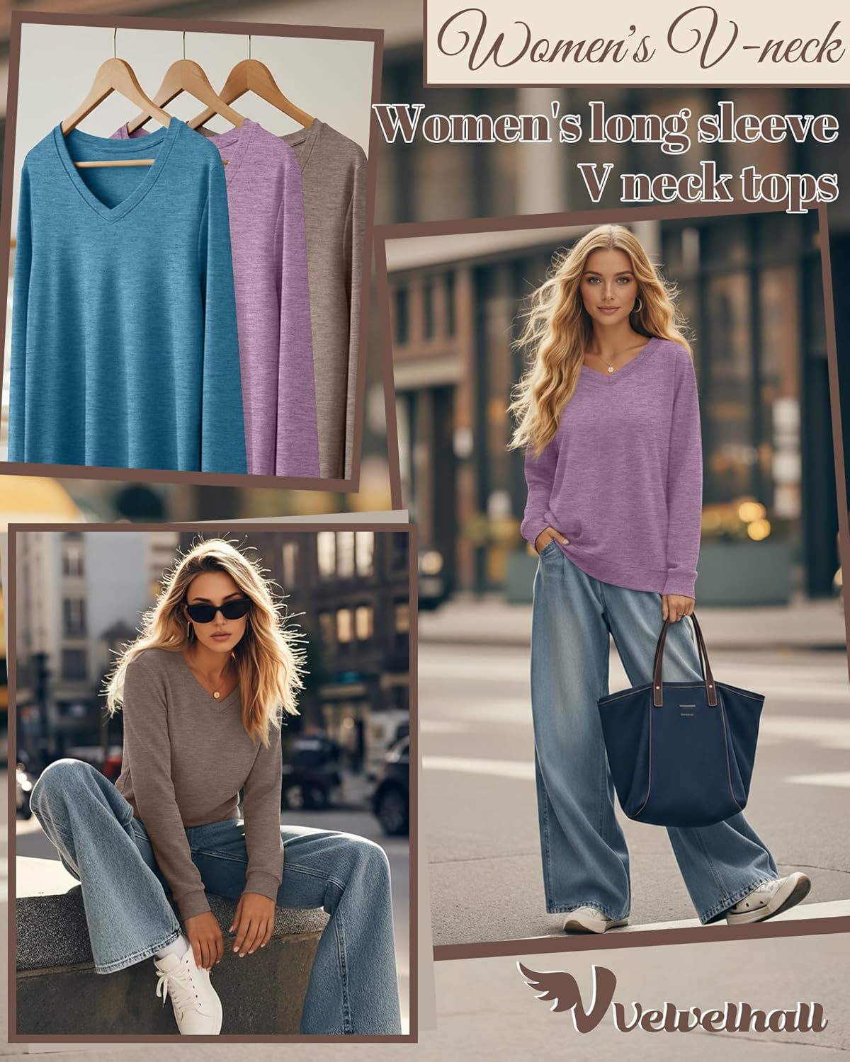 3 Pack Women's Long Sleeve Sweatshirts Cotton V Neck Pullover Shirts Casual Loose Fit Soft Basic Tunic Tops - Image 4