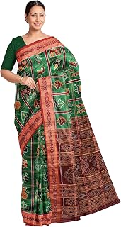 Odisha Handloom Handmade Pure Mulburry Nabakothi Khandua Natural Silk Ikkat Sambalpuri Saree For Women/Ethnic Wear/Tradito... Price In India
