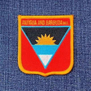 Generic Antigua & Barbuda Patch, 1 Piece, Rectangular, West Indies Embroidered Badge, Black, 2.75", Polyester Thread, Special Patches, Art, Iron Or Sew On