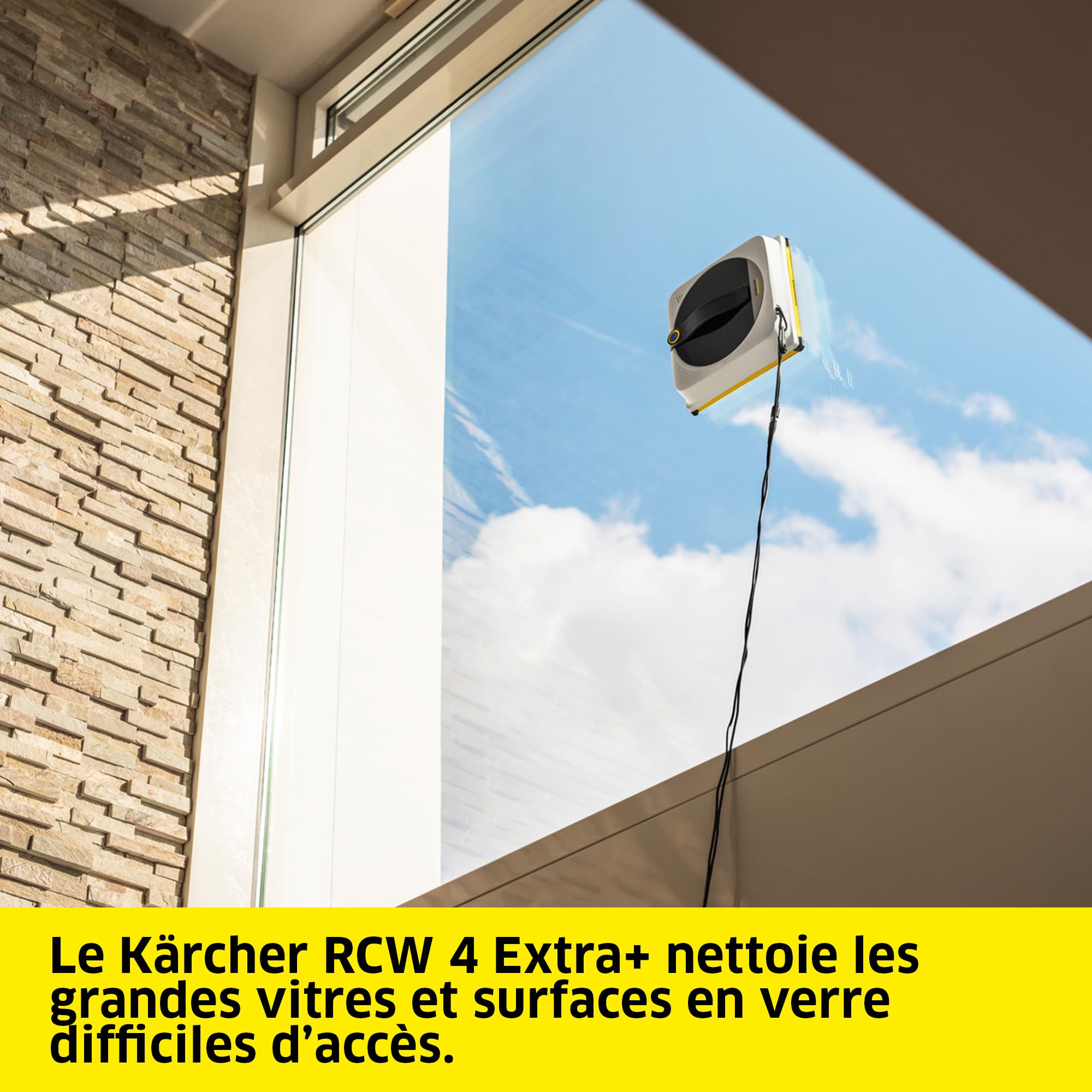KÄRCHER RCW 4 Extra Robot Lave-Vitres | Double Pulvérisation Automatique, 2800 Pa, Silencieux | Contrôle App & Télécommande | pour Fenêtres & Miroirs