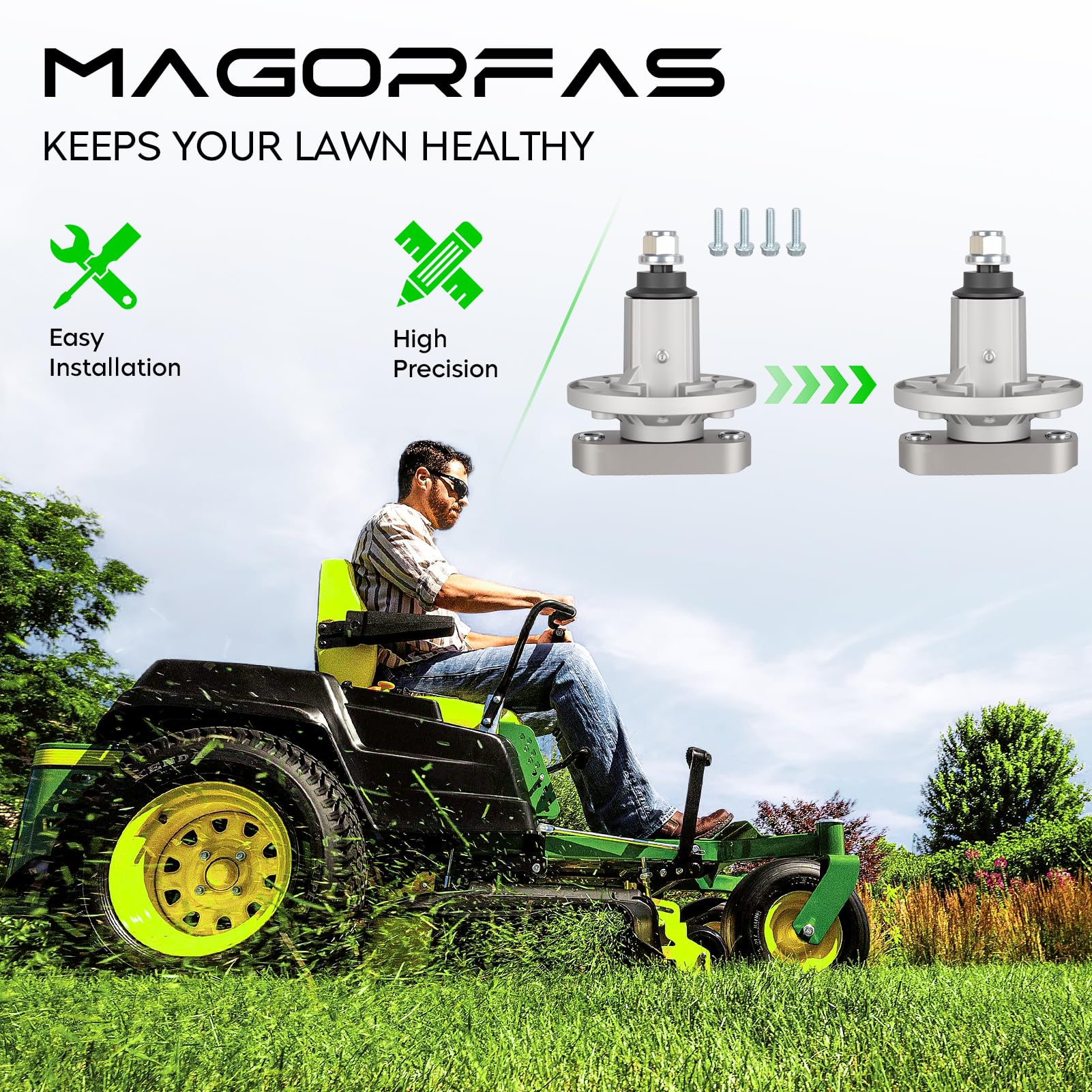 Juego de 2 husillos para John Deere GY20785 GT20050 42 pulgadas mazos de cortacésped en L100 L105 L107 L108 L110 L111 L118 48 pulgadas husillo de cubierta
