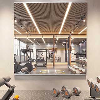 PERTETEY Home Gym Mirror 48x24 Inch 2-Pack Frameless Tempered Glass Wall Mounted Full Body for Yoga Fitness Dance Studio