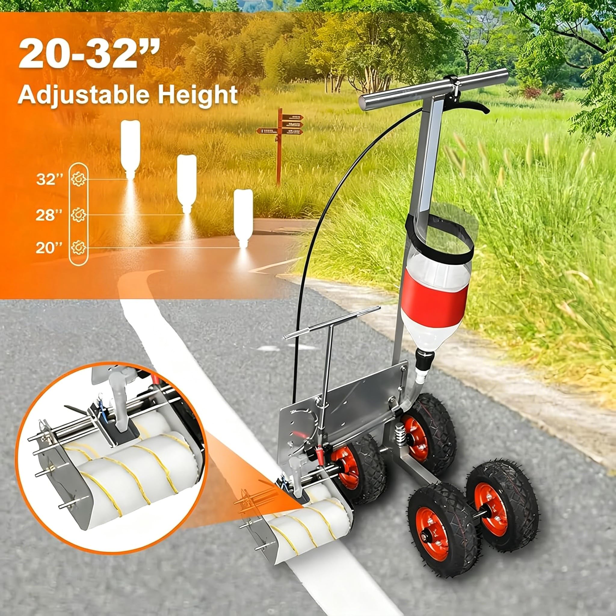 Machine Professionnelle De Marquage De Lignes De Parking, Outil De Traçage À Froid Haute Performance pour Un Marquage Routier Précis Réalisé À La Main, Facile À Utiliser