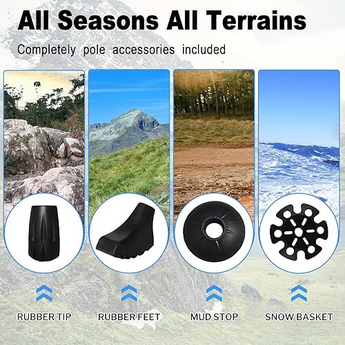 Miniatura 7 de Bastones de senderismo ligeros y plegables de aluminio, 2 unidades de bastones para senderismo