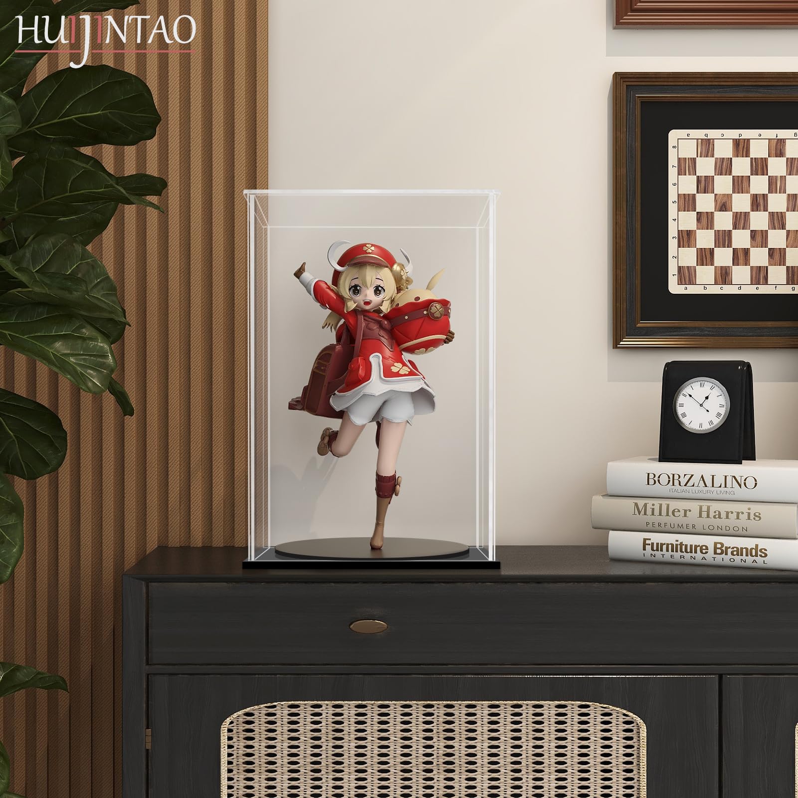 Huijintao display case for collection, acrylic box, transparent figurine display case, acrylic glass display case for collection, figurine, miniature cars | with LED lighting (20x20x30cm