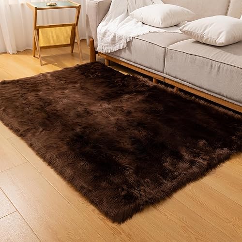 Miniatura 54 de Alfombra blanca de piel sintética de piel de oveja de 2 x 6 pies, alfombra mullida súper suave y esponjosa utilizada para dormitorio, suelo de Blanco