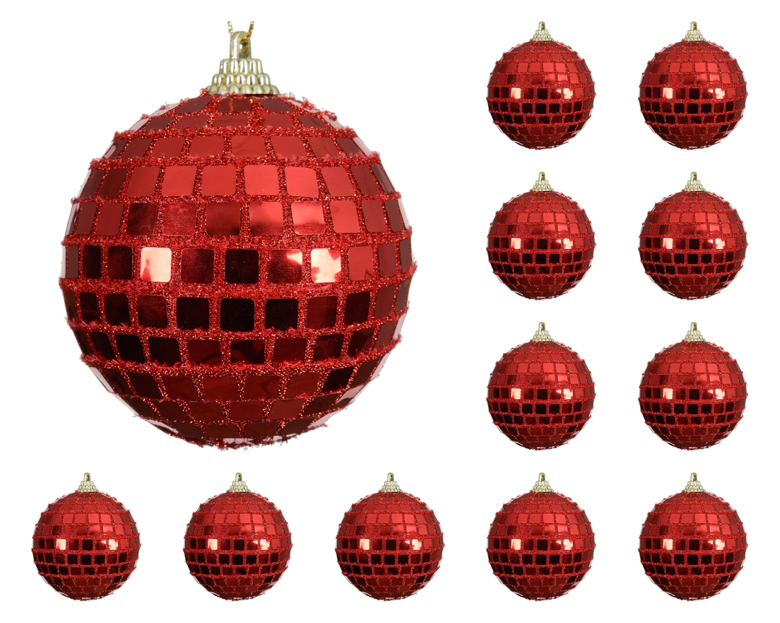 Boules de Noël incassables 8cm style facettes pour une décoration de sapin en famille