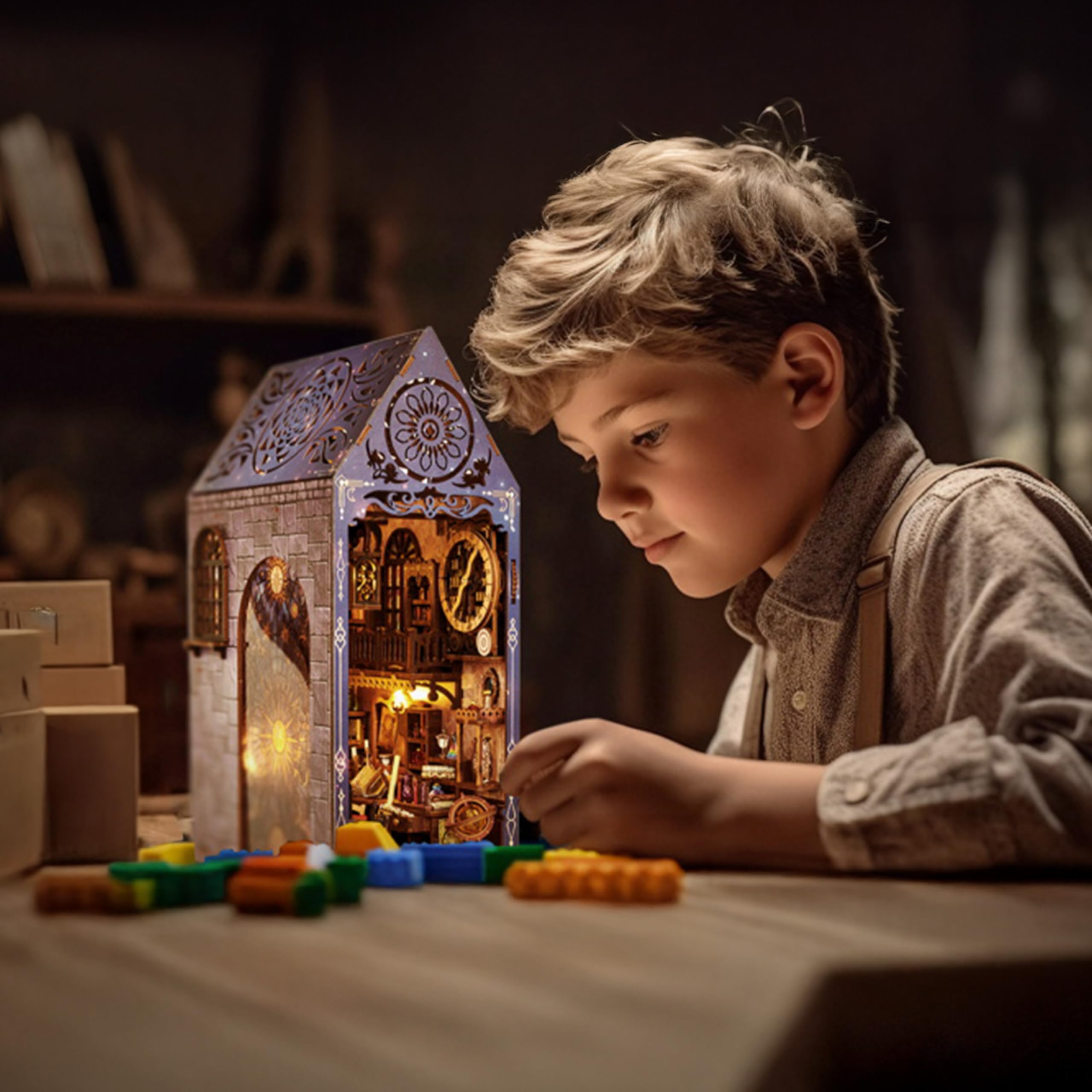 Crafts&Co® Book Nook Miniatur Bastelset | DIY Papiermodell | Detailliertes Bastelprojekt für Anfänger | Bastelspaß für Jung und Alt | Magische Schule