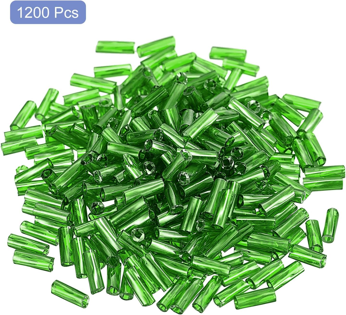 uxcell 1200Pcs Glass Bugle Beads, 6x1.7mm Tube Mini Loose Glass Seed Spacer Bead for DIY Earrings Necklaces Bracelets Jewelry Making (Dark Green) - Image 3