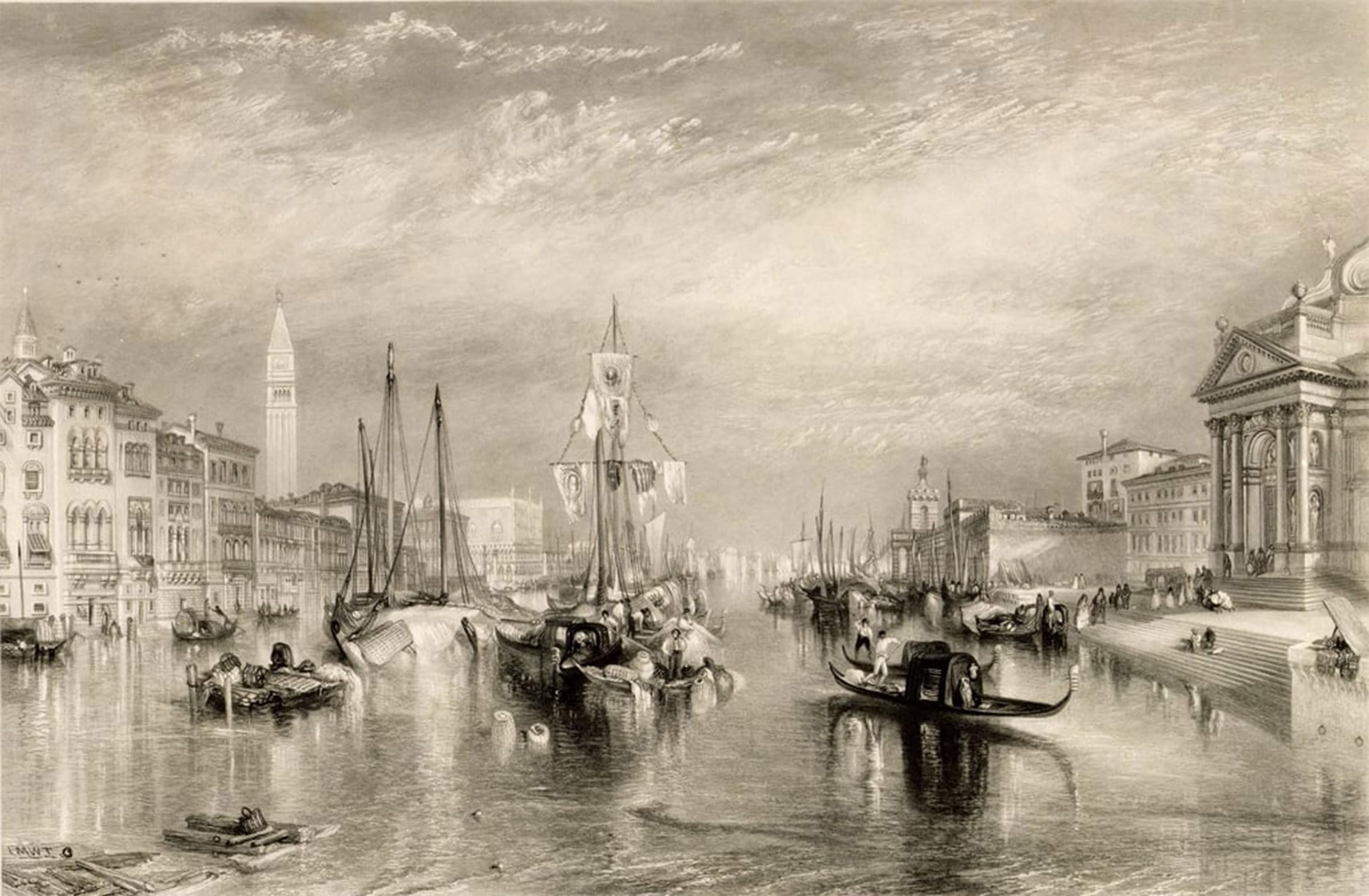 POSTERIIk Famous Modern Artwork Art Mural the Grand Canal Engraved by Mallord William Turner Oil Paintings Pictures for Home Decor 60x90cm