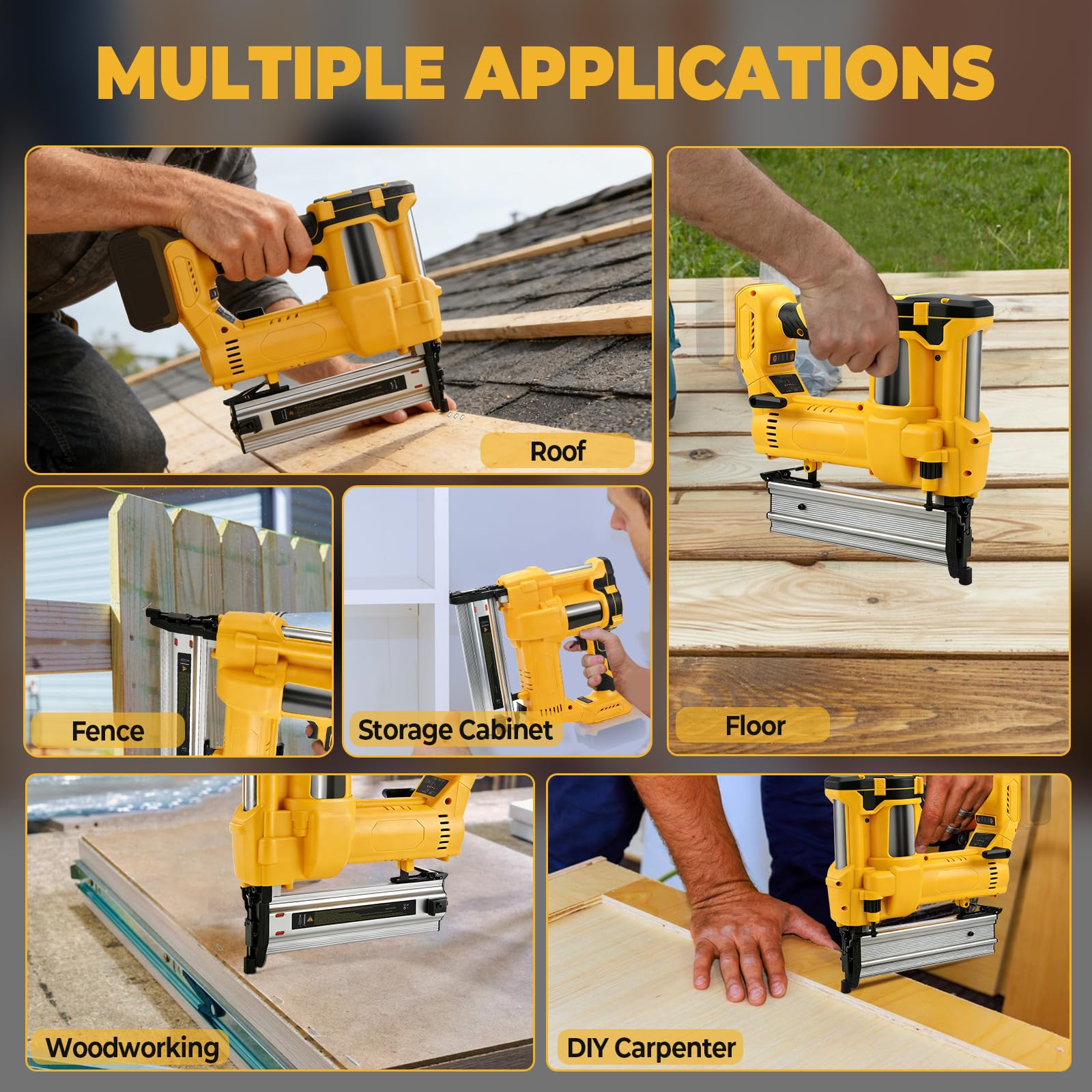 Clavadora inalámbrica de 2 pulgadas de 18GA compatible con Dewalt 20 V, pistola de clavos 2 en 1 sin escobillas y pistola de grapas con clavos F50 y grapas K440 para carpintería en el hogar