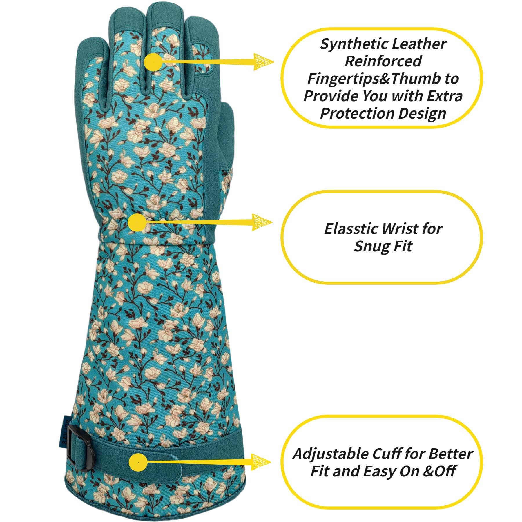 Guantes de jardinería multiusos, guantes de jardín de cuero sintético para mujer, guantes de trabajo, regalos de jardinería y regalos de jardín (azul lago, grande)