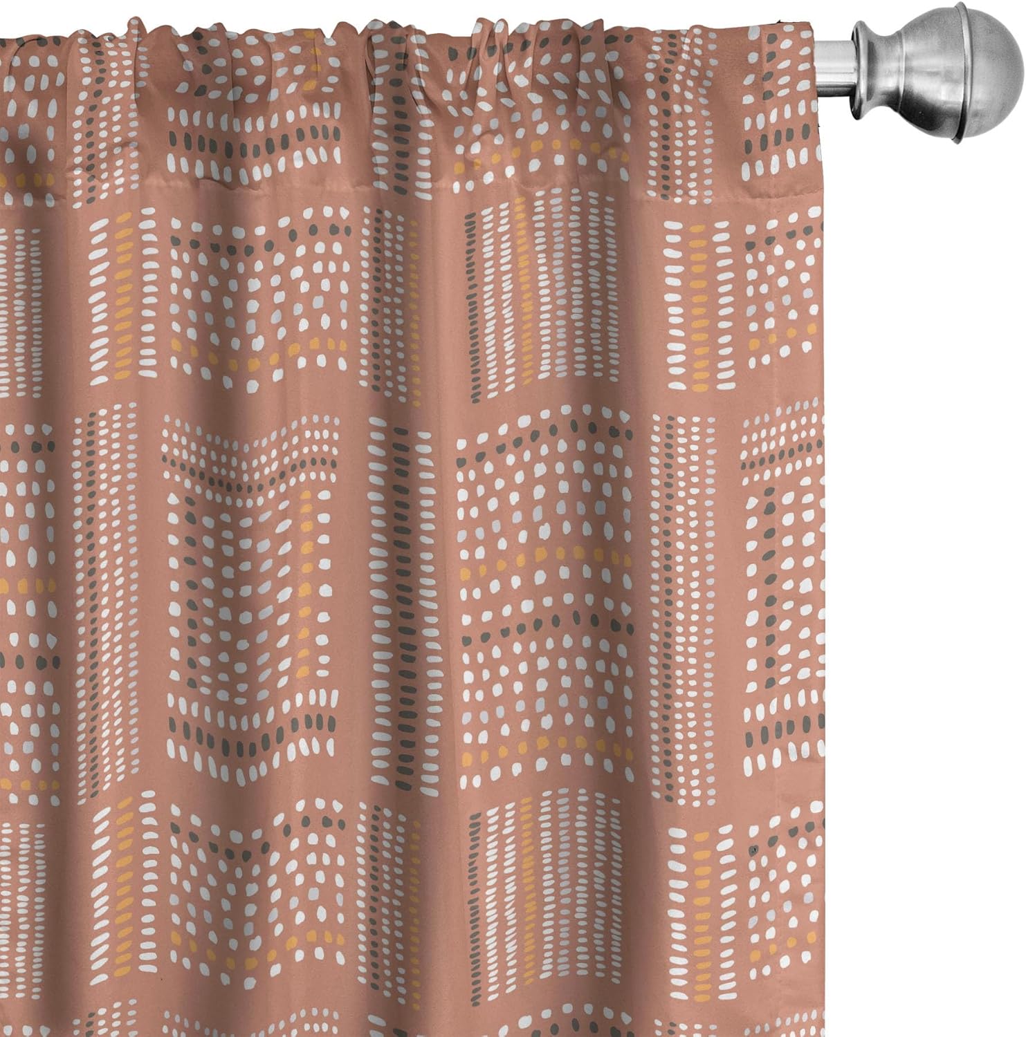 Ambesonne Tribal Curtains, Hand Drawn Look Marks and Strokes Terracotta Color Palette Pattern, Window Treatments 2 Panel Set for Living Room Bedroom, Pair of - 28" x 95", Rust Grey