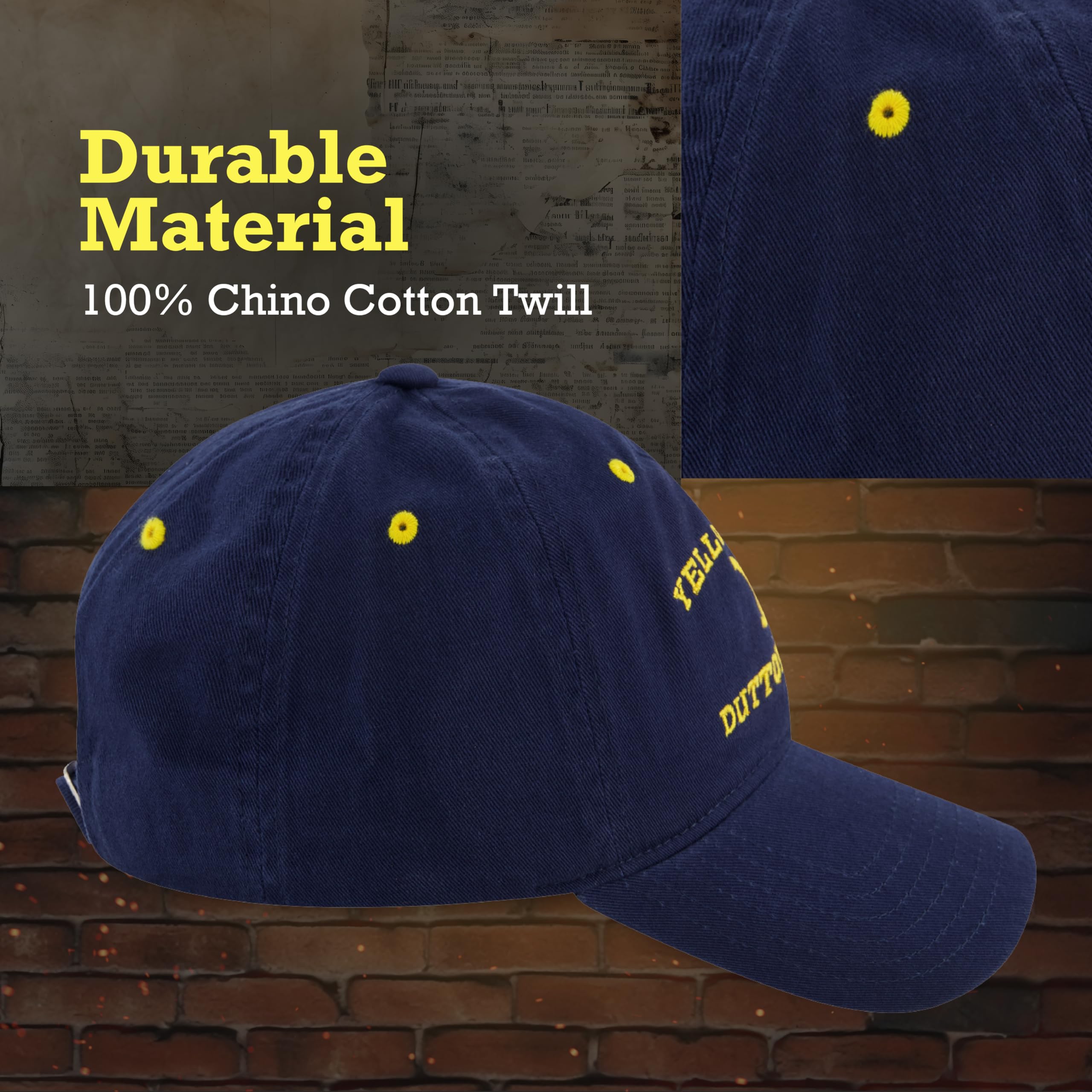 Concept One Yellowstone Dad Hat Dutton Ranch, regulowana czapka bejsbolowa z zakrzywionym rondem, niebieski morski, Rozmiar uniwersalny