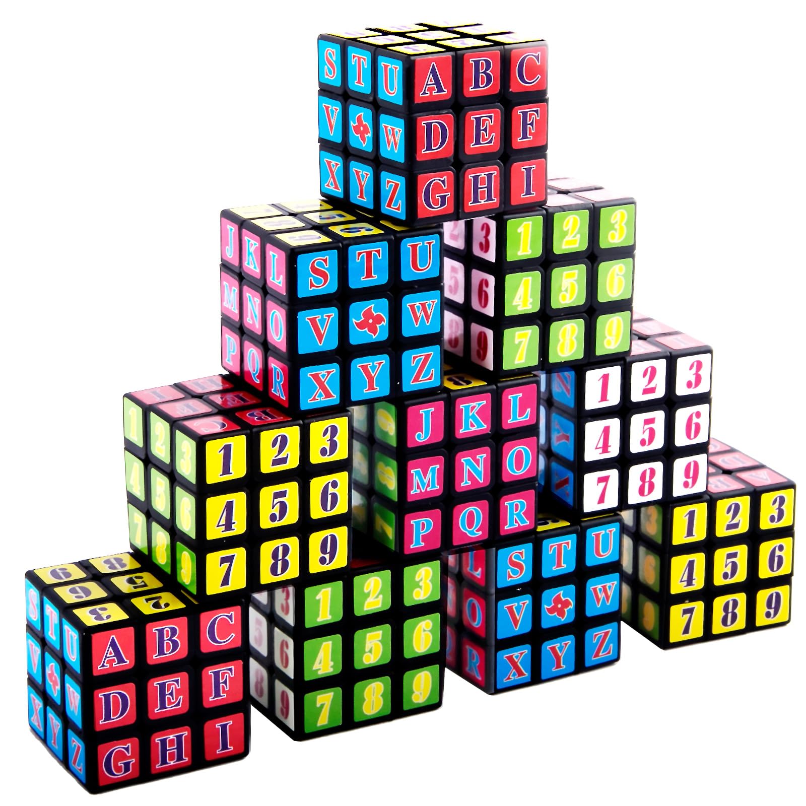 24 Pack Alphabet & Number Mini Cubes, 1.18 Inch 3x3x3 Small Puzzle