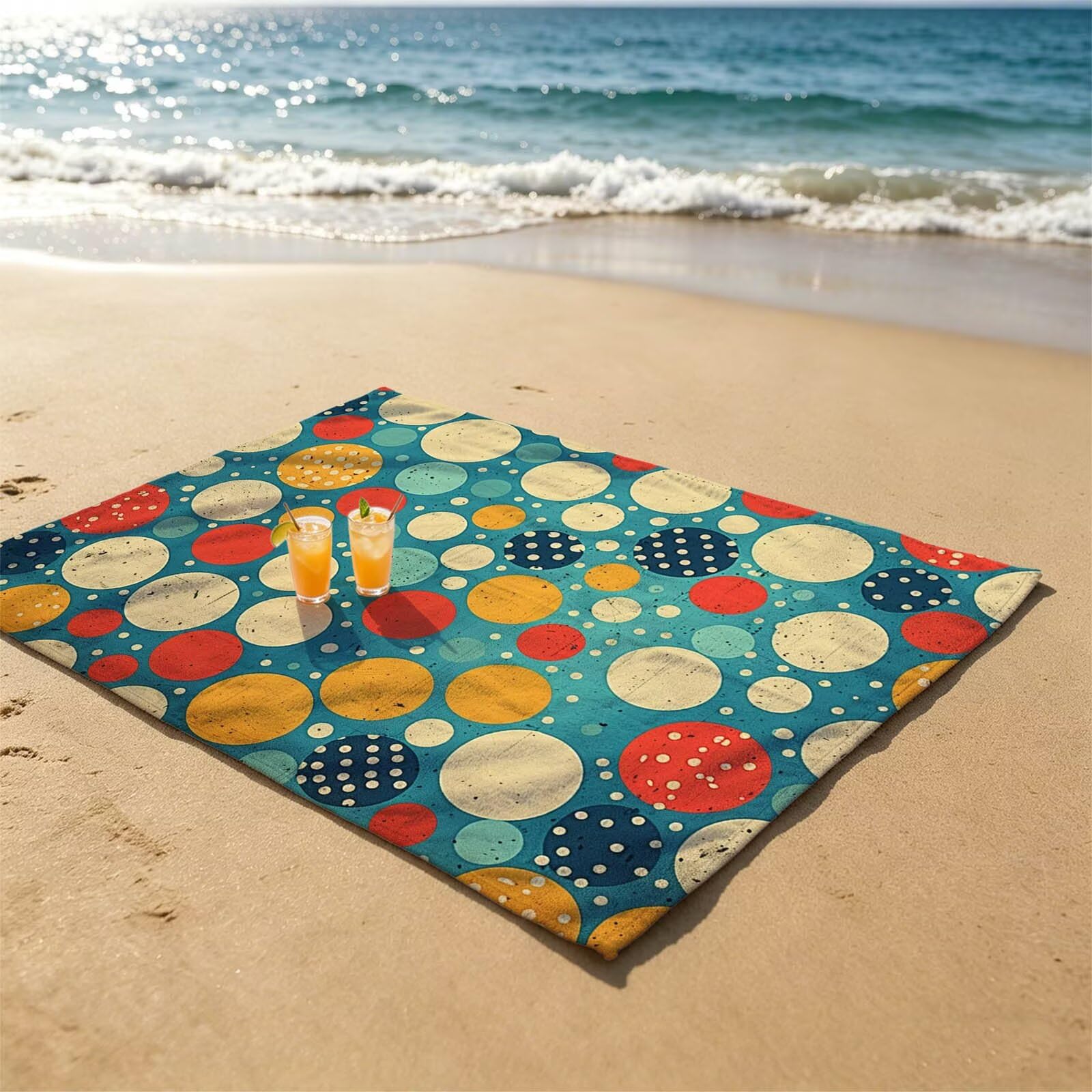 Toalla Playa Grande 220x160 Vacaciones Accesorios Viaje, Toalla Playa Redondo Suave Cómodo Secado Rápido, Sencillez Toallas Baño Grandes 160 x 220cm para Yoga Fitness Natación Sauna Baño XTLS-1706
