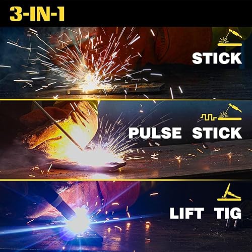 Miniatura 2 de SSIMDER Soldador de palo con arco de pulso 140A ARCPULSE StickLIFT TIG 3 en 1 máquina de soldadura 110V220V Frecuencia de pulso ajustable Arc Force