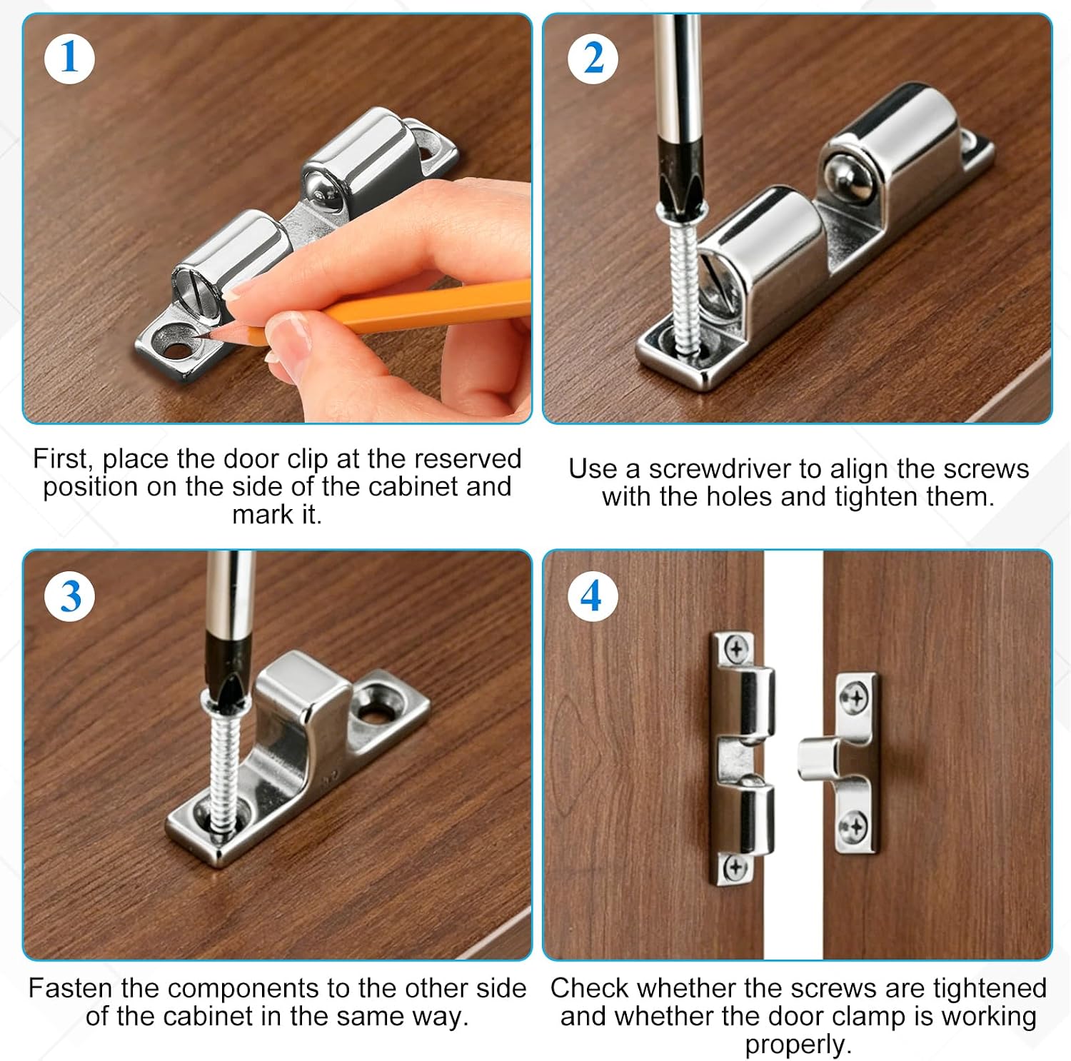 4 Pack Double Ball Tension Double Roller Catch 316 Stainless Steel | Cabinet Door Catch 70mm Heavy Duty Cabinet Latches and Catches Mirror Finish Hardware Catches for RV Yacht Boat Furniture
