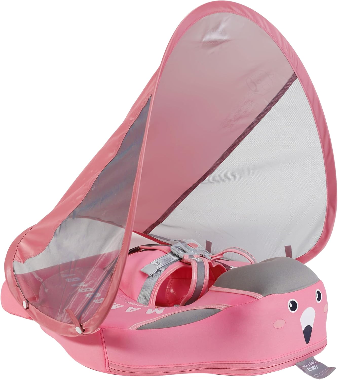 Mambobaby Baby Float with Canopy for Pool，Infant Toddler Swim Float for Outdoor, UPF 50+ Sun Protection Solid Pearl-Foam Soft Skin-Friendly Fabric Material Baby Boat Float 3-24 Months