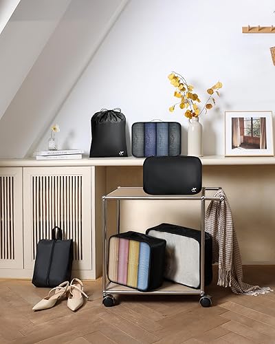 Vista 9 de HOTOR Cubos de embalaje para maletas, 8 piezas, cubos de embalaje ligeros para viajes, juego de bolsas organizadoras de maleta de primera calidad