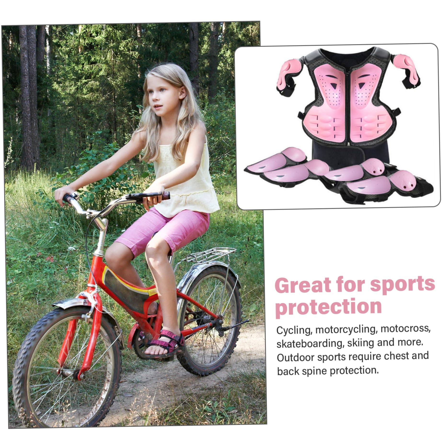 Equipo de Motocicleta para niños, Armadura Corporal Segura y Transpirable con Rodillera y codera, Conjunto de Equipo de protección para niños, niñas, Estilo 2 |.Conjunto Protector