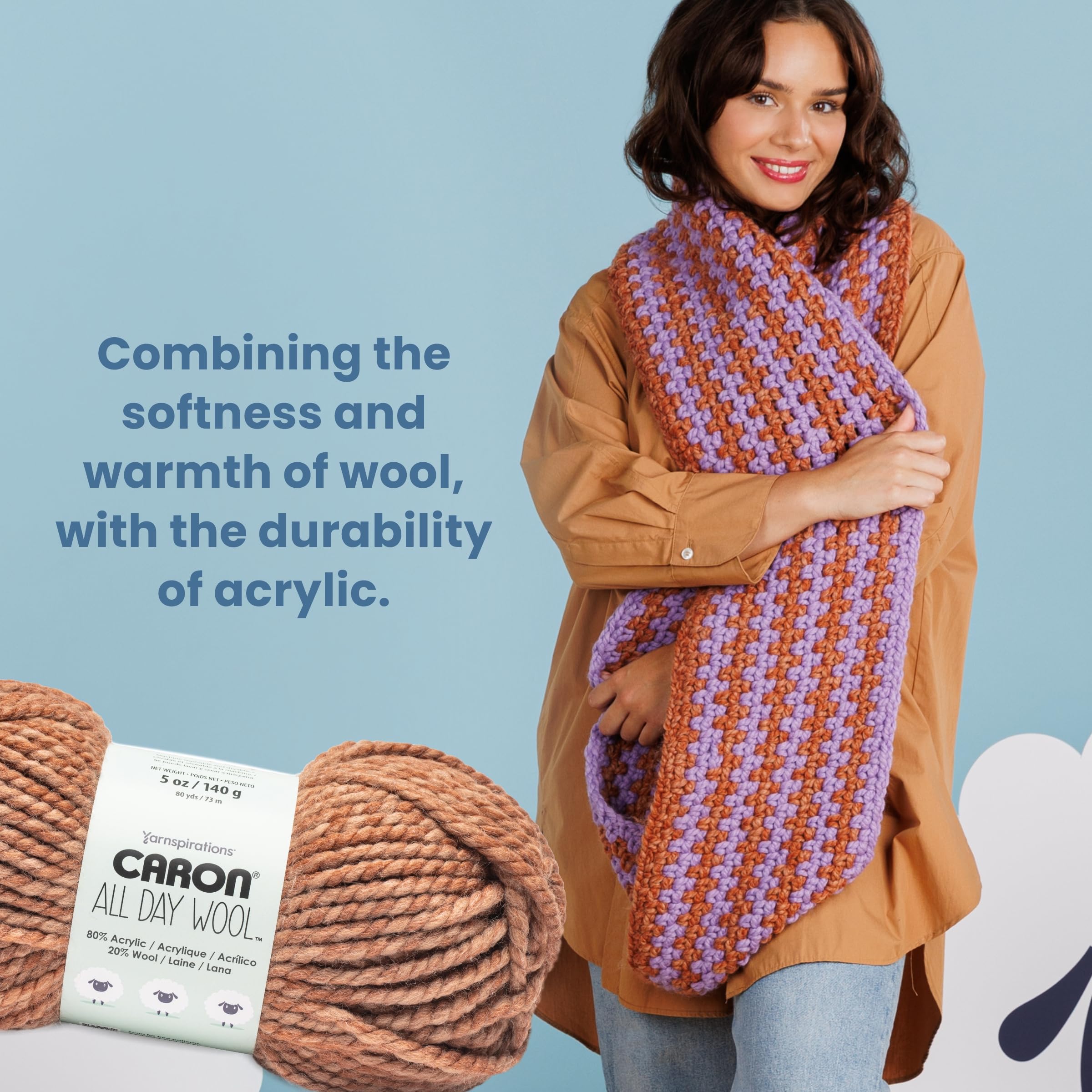 Caron All Day Wool Maritime Yarn - 3 Pack of 170g/6oz - 80