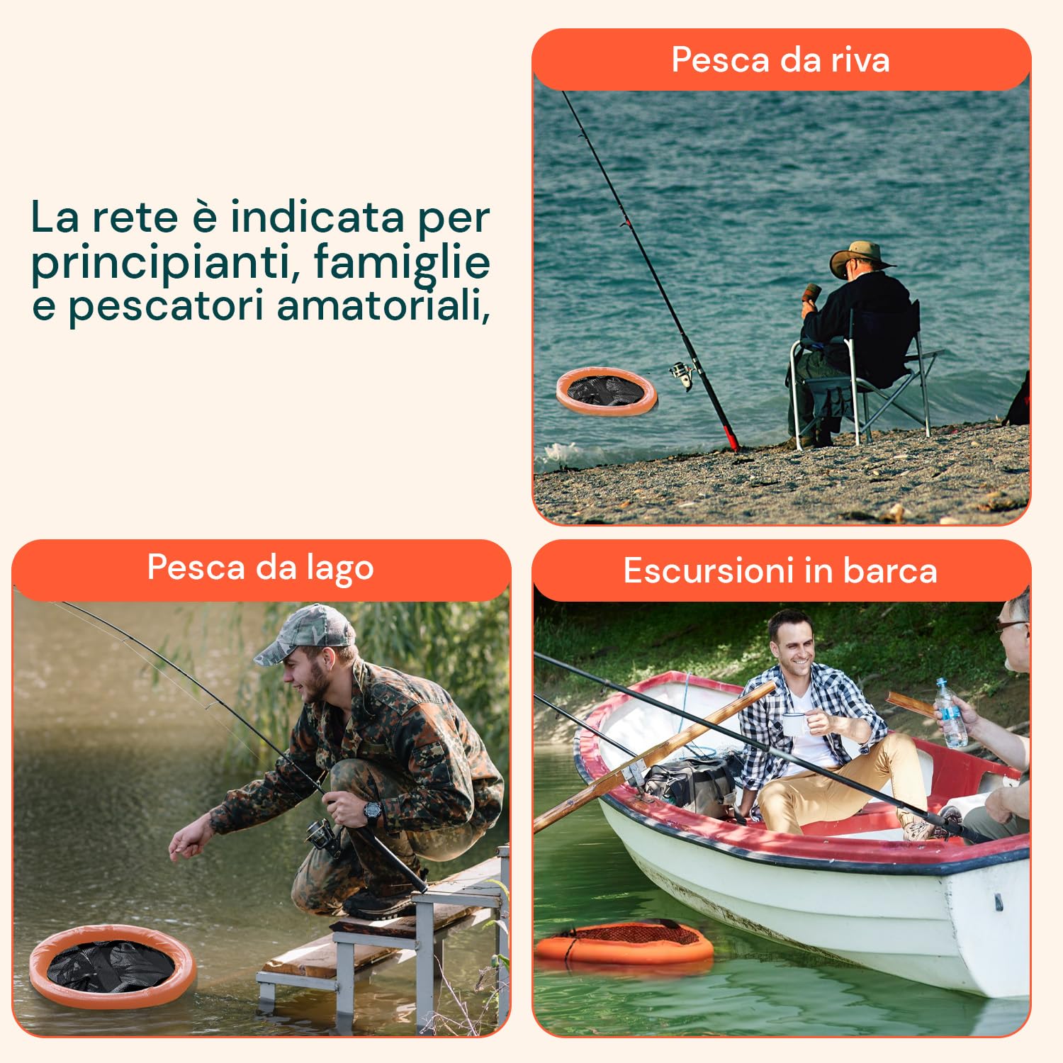 Avilia – Rete da Pesca Portatile Profonda 75 cm - PP Resistente per Pesca Sportiva e Ricreativa, Facile da Utilizzare e Trasportare con Cassa Inclusa, Ideale per Pesca in Mare e Acqua Dolce