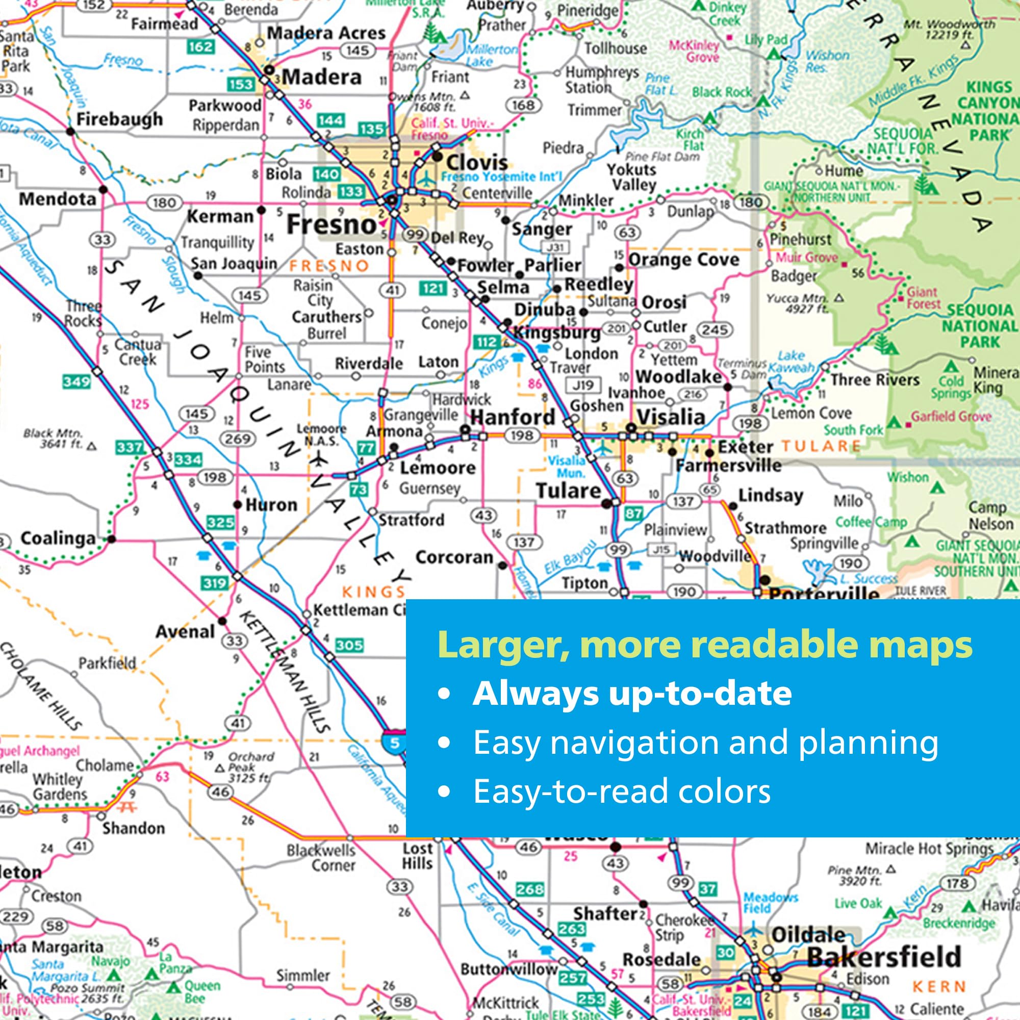 California road map spread with 378 city inset maps