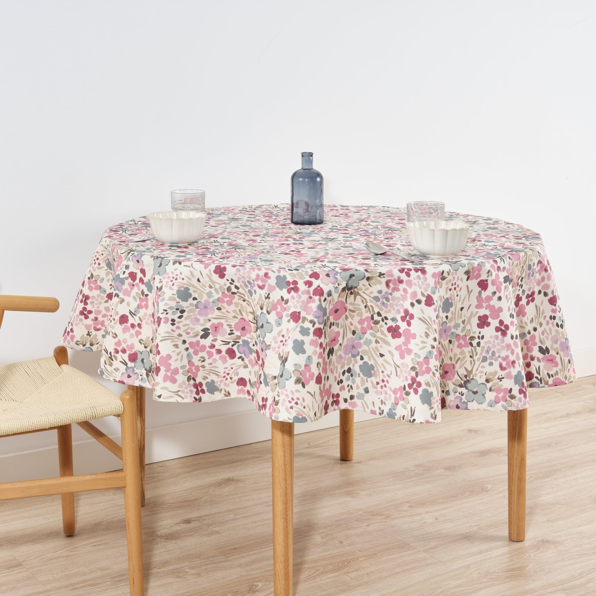 BELUM | Mantel Redondo diámetro 100 Antimanchas 100% algodón resinado, Mantel NO Hule, Mantel Tacto algodón, Mantel Impermeable, Mantel Antimanchas Repelente líquidos