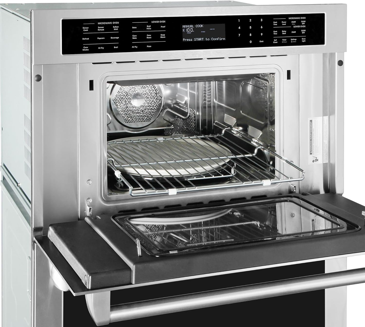 COSMO COS-WOMCR302SS 30 in. Regal Collection 4.8/1.6 cu. ft. Electric Microwave Wall Oven Combination, Air Fry, Convection, Stainless Steel