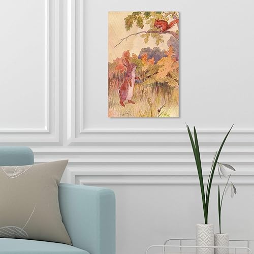 Miniatura 4 de The Oliver Gal Artist Co. Lienzo decorativo de pared con diseño de animales para la habitación de los niños, The Busy Bunny, decoración de