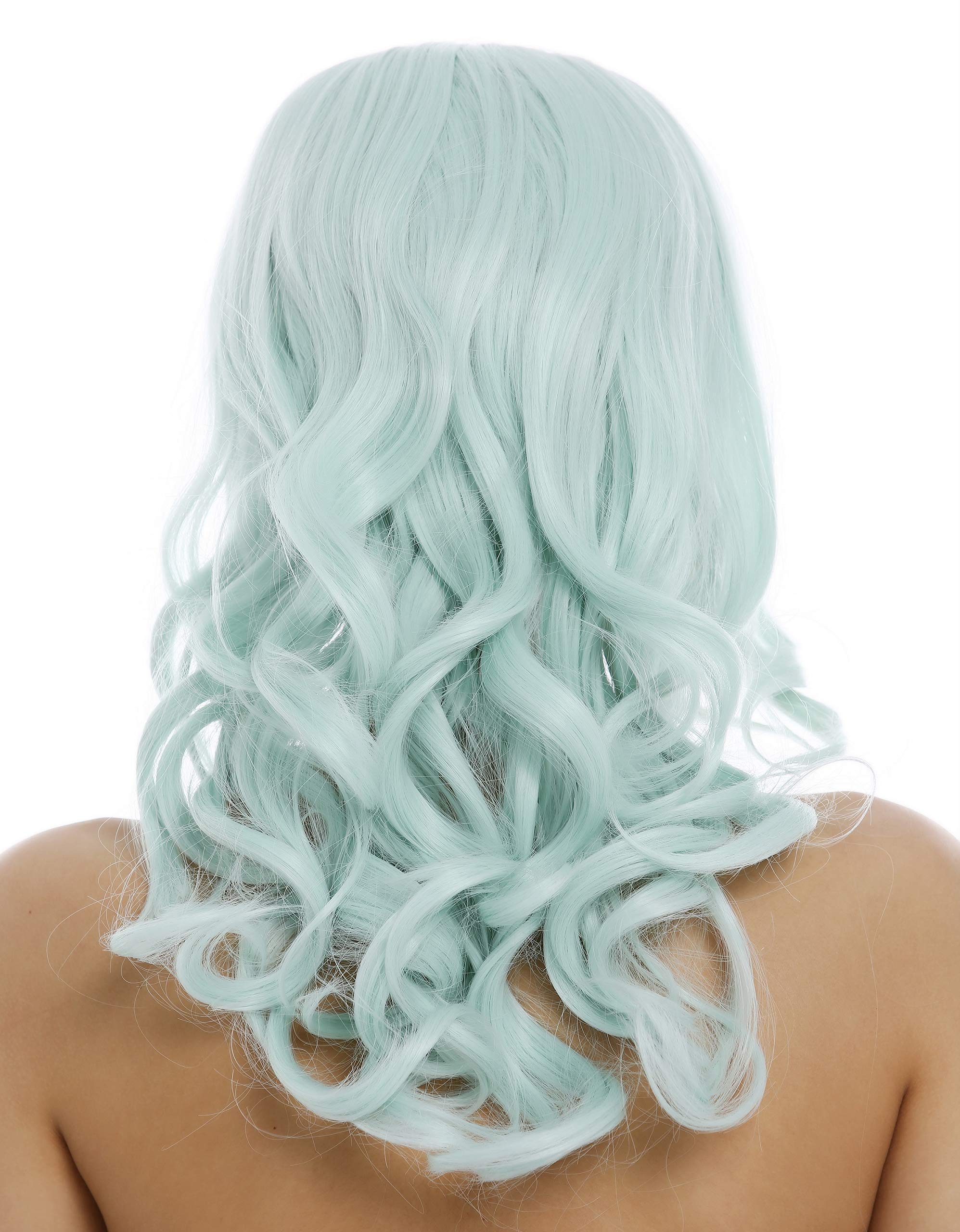 WIG ME UP - 3001-T5507 Lady Wig long wavy to curled curls fringe bangs light green, light green (T5507) - Image 4