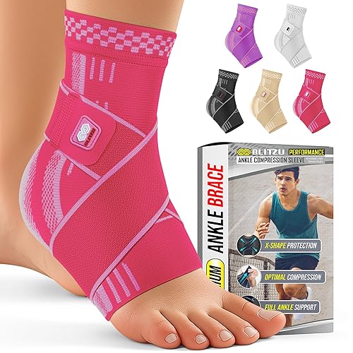 BLITZU Tobillera con correa de apoyo de compresión ajustable para tendinitis de Aquiles, alivio del dolor en las articulaciones. Envoltura de