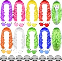 Bouiexye 24 db színes hosszú göndör paróka neon party jelmez cosplay 1