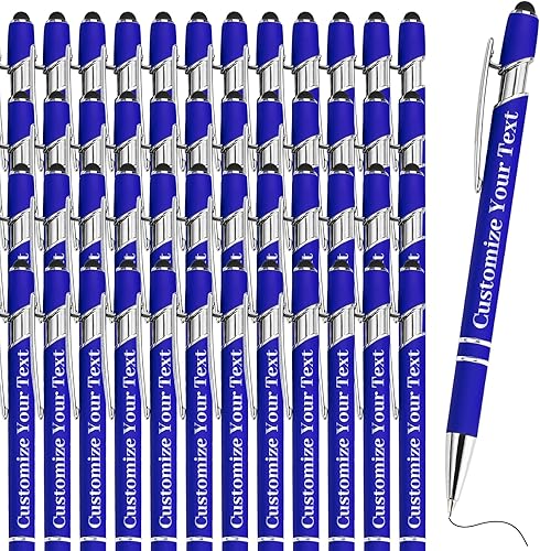 Miniatura 26 de Hasta 500 bolígrafos personalizados a granel con lápiz capacitivo grabado sin lápiz capacitivo, juego de bolígrafos con tu nombre y texto