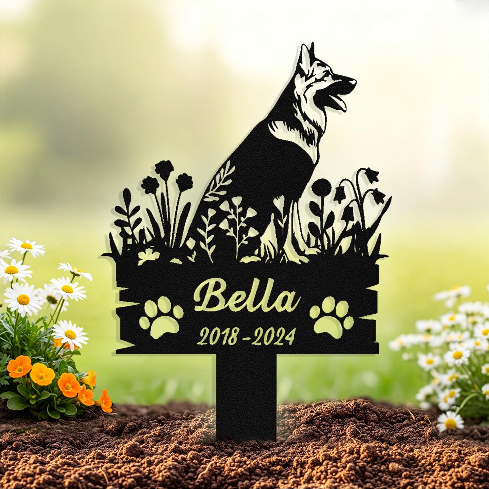 Custom Dog Grave Marker Outdoor, Personalized Metal Pet Memorial Grave