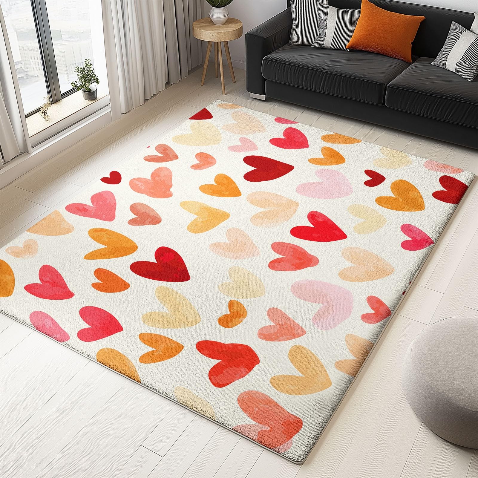 Dywan do salonu Miłość Romans Gradient Minimalizm Antypoślizgowy Można prać w pralce, Odporny na plamy z krótkim włosiem, do sypialni, jadalni, przedpokoju, biura 160 x 230 cm beżowy
