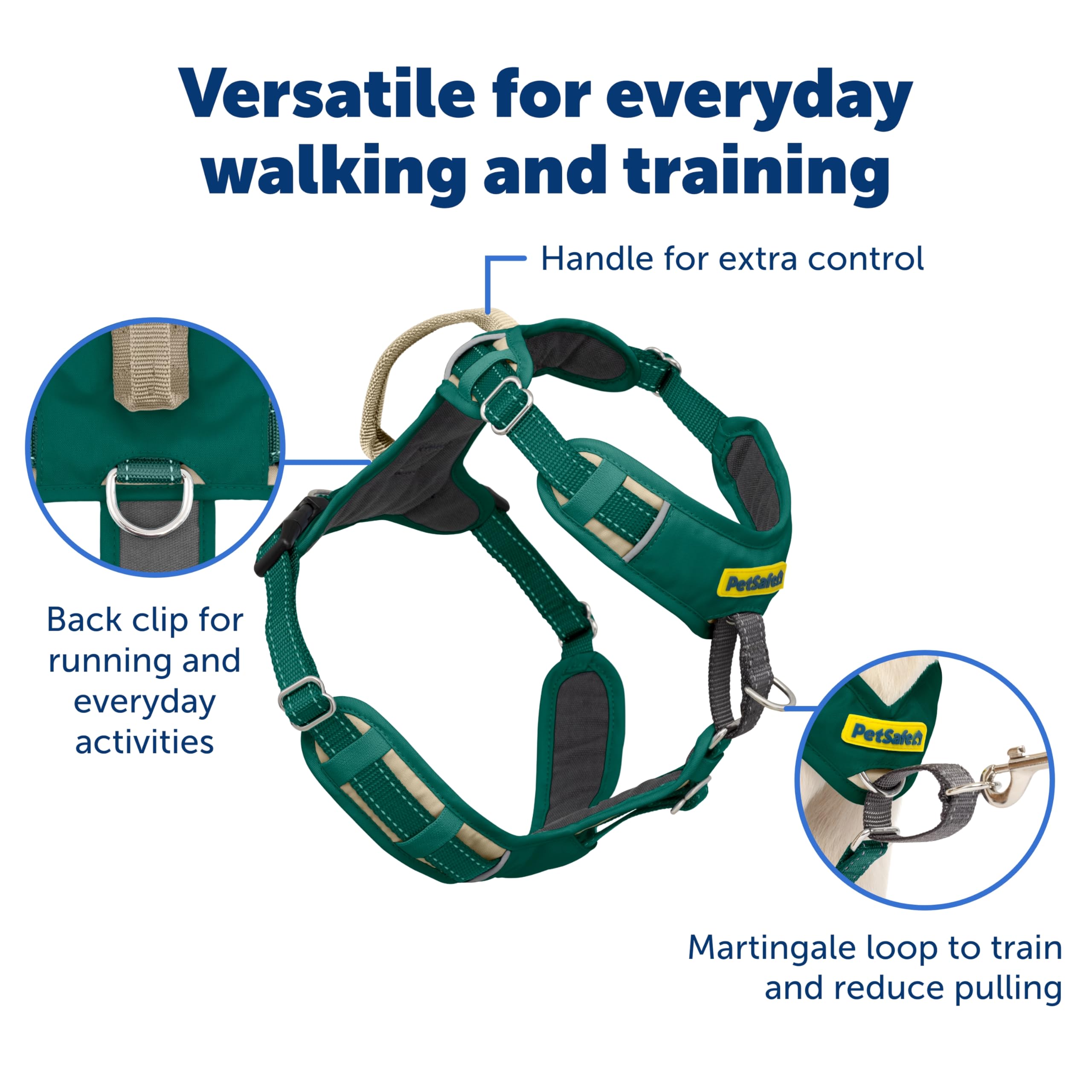PetSafe Easy Walk Harnais Confortable Anti-Traction pour Chien, Dressage pour Meilleure Marche, Design rembourré, Tissu Durable, Ajustement à 5 Points, Vert, Taille S/M