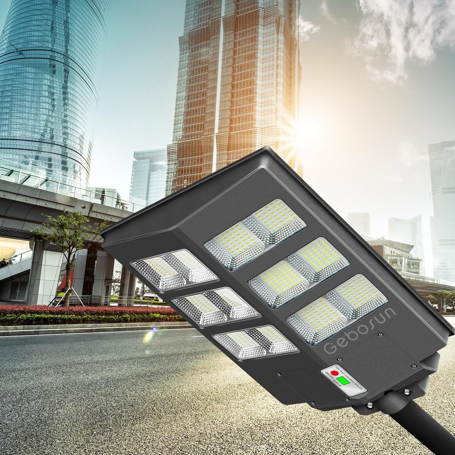 Gebosun 600W Solar Flood Light Outdoor, 60000LM 7000K LED Solar Security Light, IP65 Waterproof Dusk to Dawn Solar Light with Remote Control, Bright Solar Yard Light for Garage Garden Farm