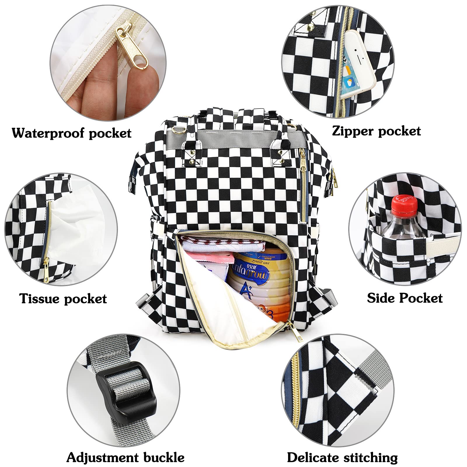 MCWTH Mochilas de Pañales para Bebé, Impermeable Maternal Bolso Multifuncional con USB de Viaje