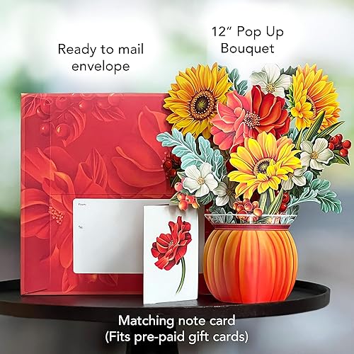 Miniatura 3 de Freshcut Paper - Tarjetas desplegables y ramo de flores para siempre de papel en 3D con nota y sobre para felicitación, regalos del Día de la Madre,