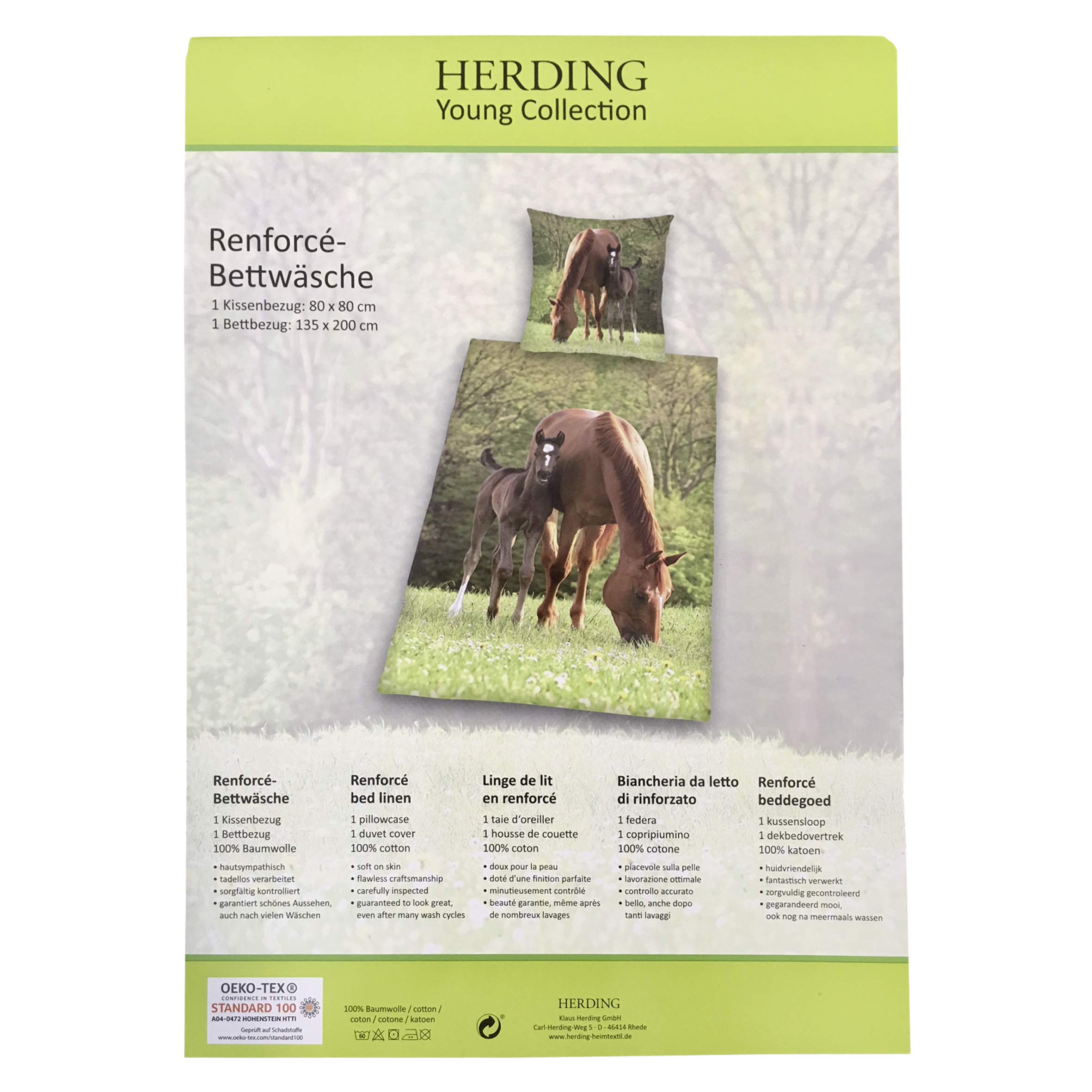 Herding Young Collection Set di Biancheria da Letto, Cotone, Multicolore, 135 x 200 cm, 80 x 80 cm