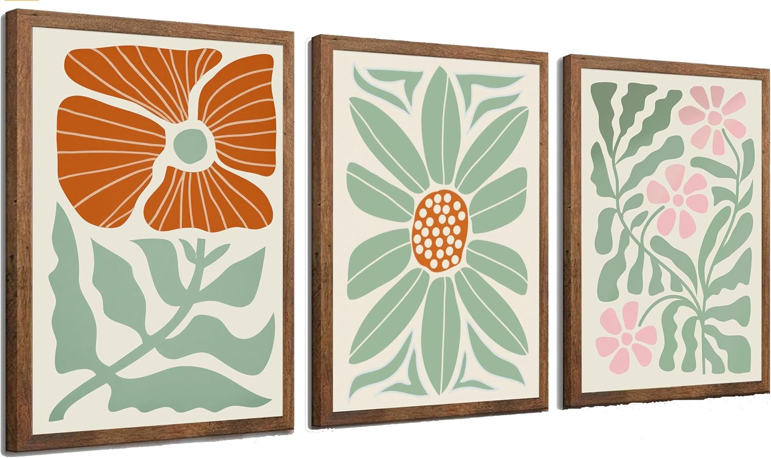 3Pcs Abstract Boho Green Flowers Plant Canvas Wall Art Minimalist Florals Aesthetic Painting Pictures Wall Decor Neutral Floral Poster Prints for Living Room Bedroom Home Decoration 12x16unframed Green Flowers Plant 12x16in Poster