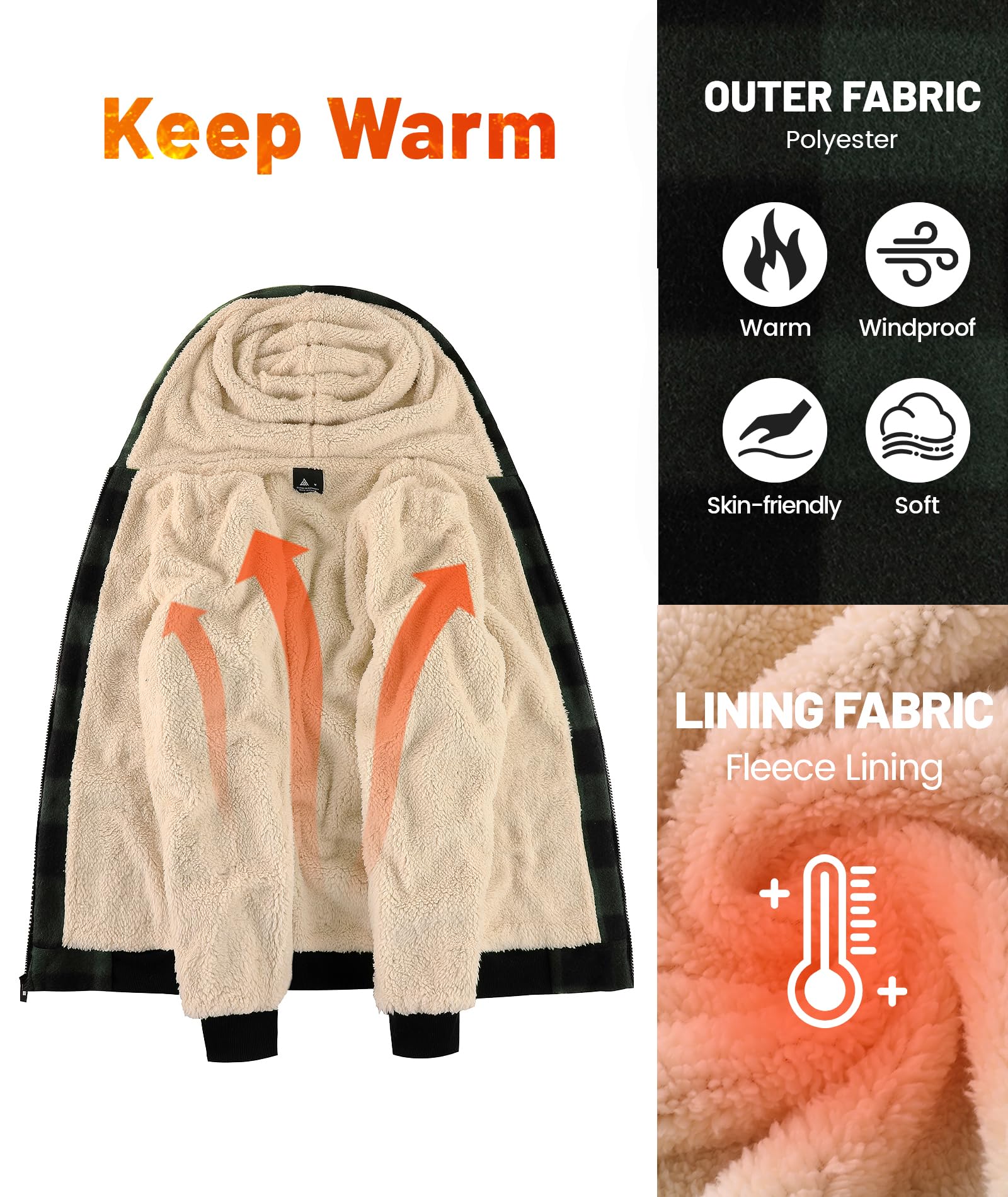 geeksport geeksport geeksport geeksport Felpa da Uomo con Cappuccio e Full Zip Fleece Hoodies for Men Sportive Inverno